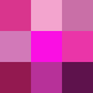 A set of 9 squares in a 3x3 grid with different shades of pink/magenta